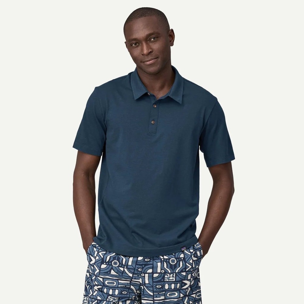Patagonia Men's Organic Cotton Polo‎ Shirt Navy Blue Short Sleeve Size S